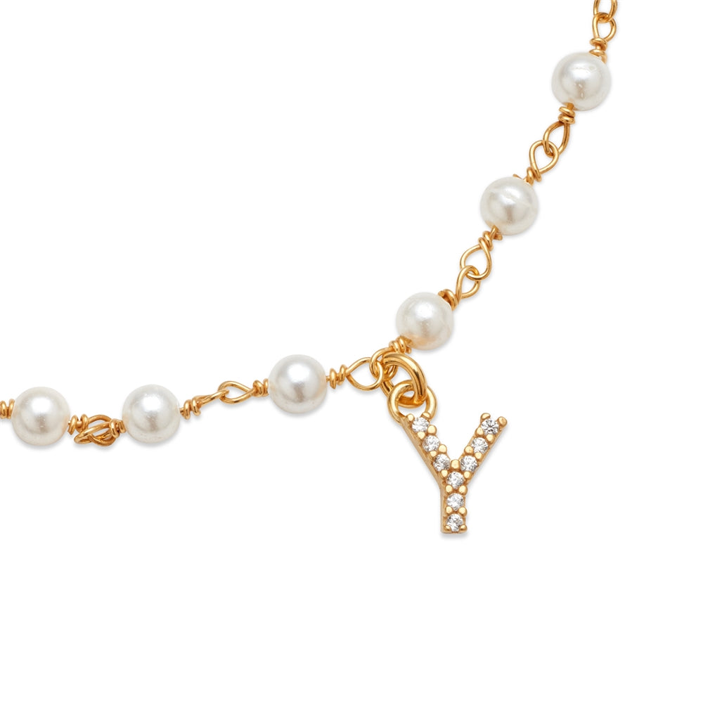 Argento Gold Letter Pearl Bracelet
