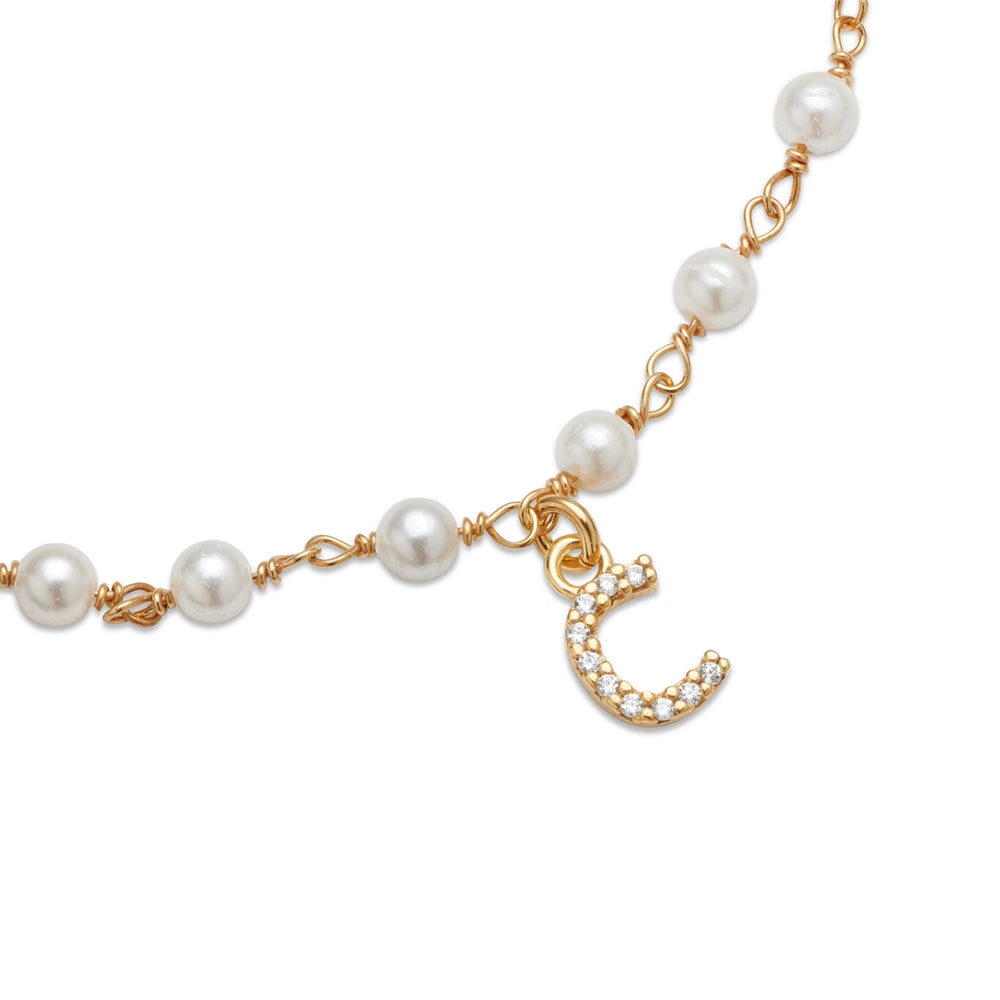 Argento Gold Letter Pearl Bracelet