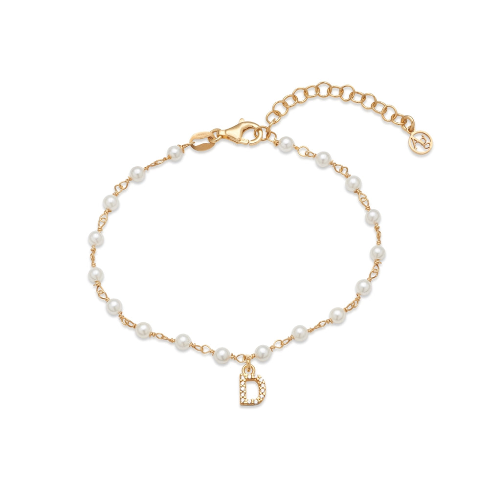 Argento Gold Letter Pearl Bracelet