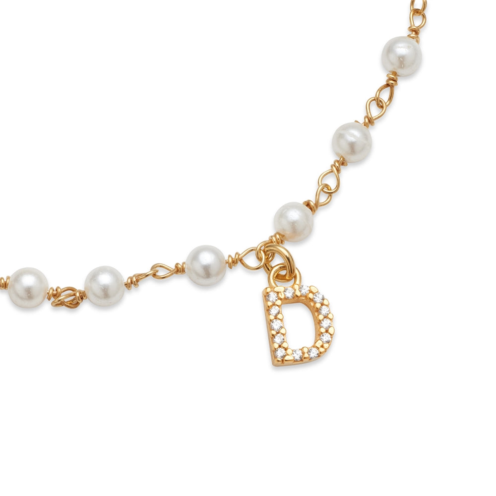 Argento Gold Letter Pearl Bracelet