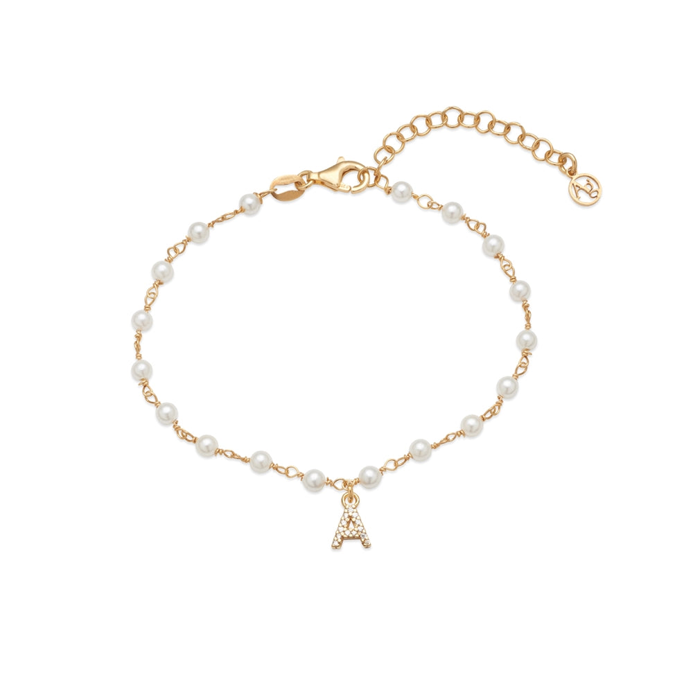 Argento Gold Letter Pearl Bracelet