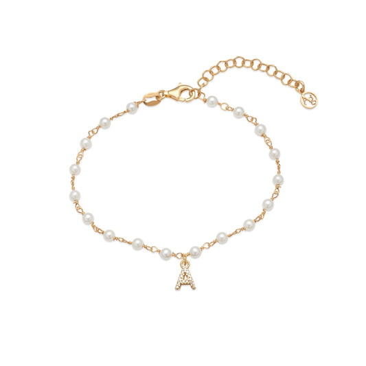 Argento Gold Letter Pearl Bracelet