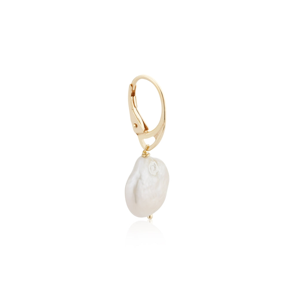 Argento Gold Flat Pearl Drop Earrings