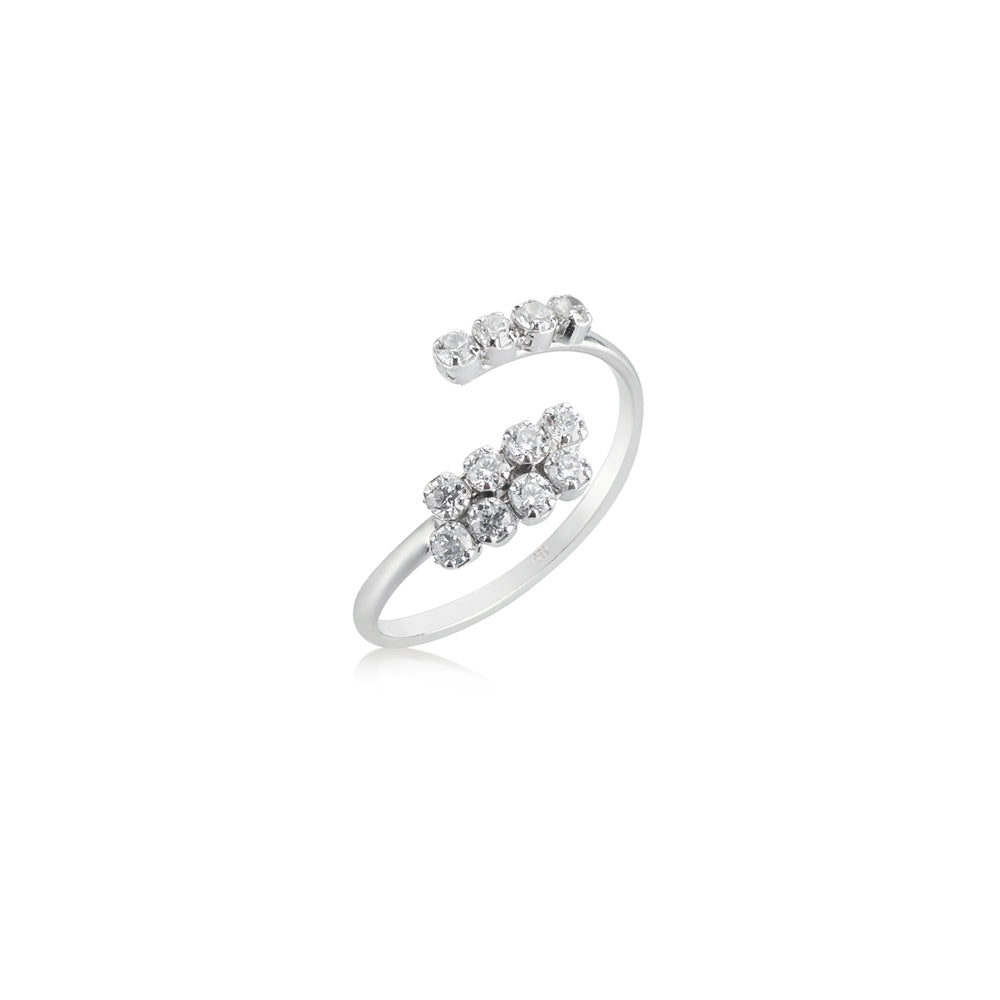 Argento Silver Crystal Open Bar Ring