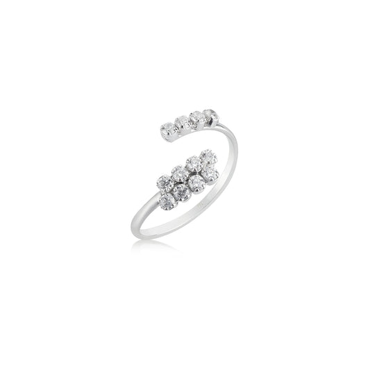Argento Silver Crystal Open Bar Ring