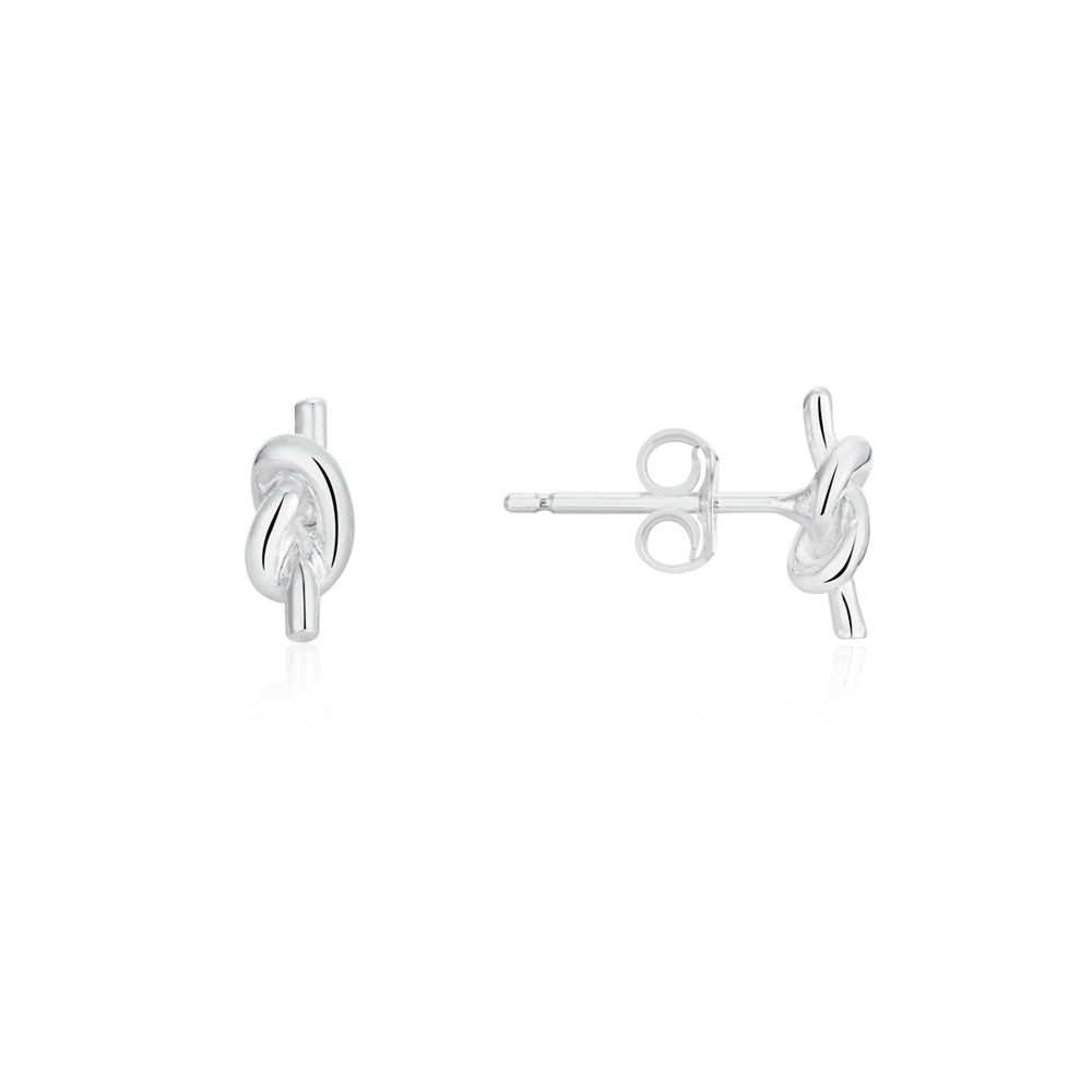 Argento Silver Knot Bar Stud Earrings