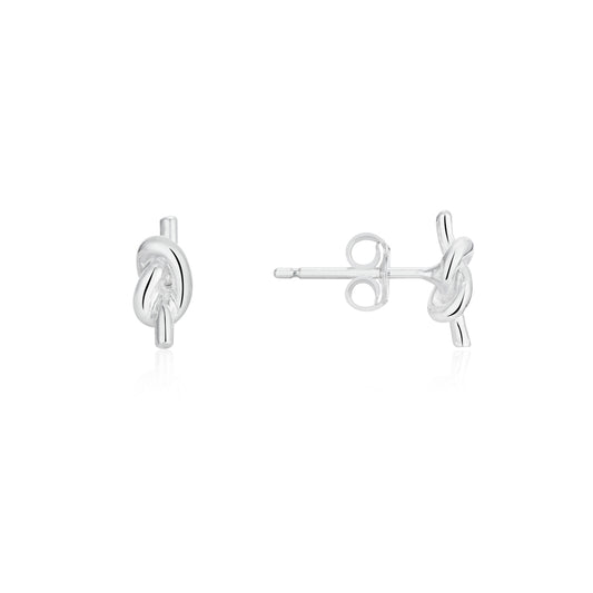 Argento Silver Knot Bar Stud Earrings