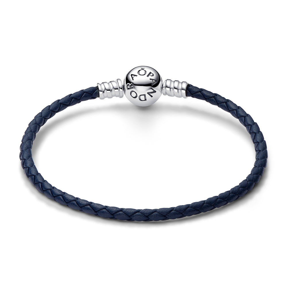 Pandora Pandora Moments Blue Braided Leather Bracelet