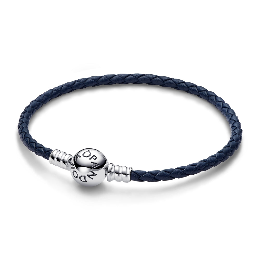Pandora Pandora Moments Blue Braided Leather Bracelet