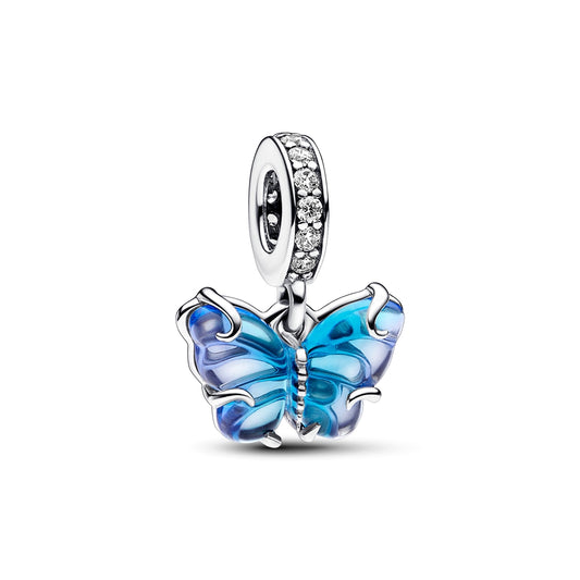 Pandora Blue Murano Glass Butterfly Dangle Charm