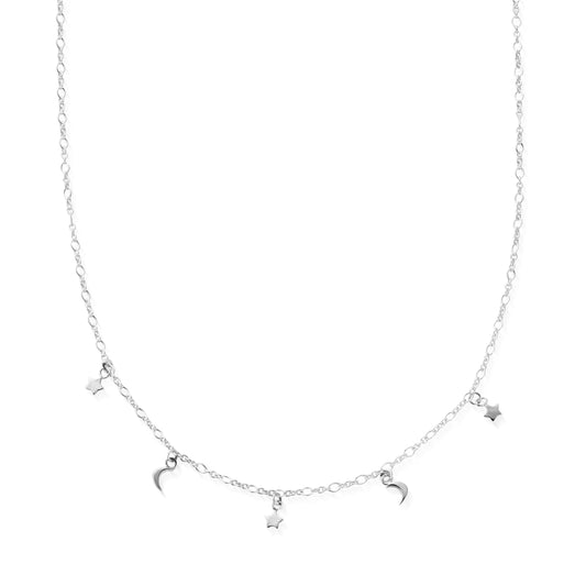 ChloBo Silver Night Sky Moons & Stars Necklace
