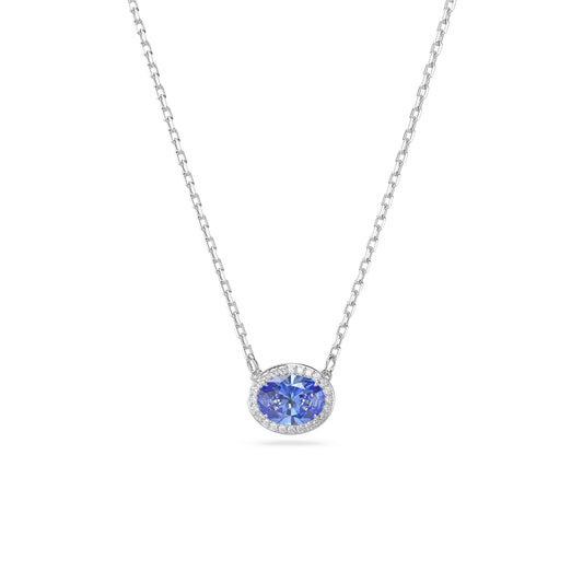 Swarovski Constella Blue Oval Cut Rhodium Necklace