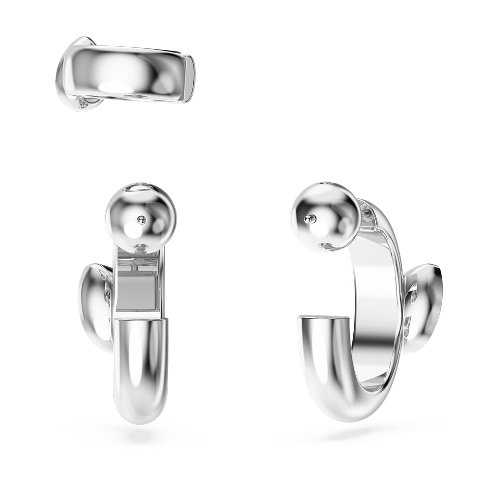 Swarovski Dextera White Hoop Earrings With Earcuff