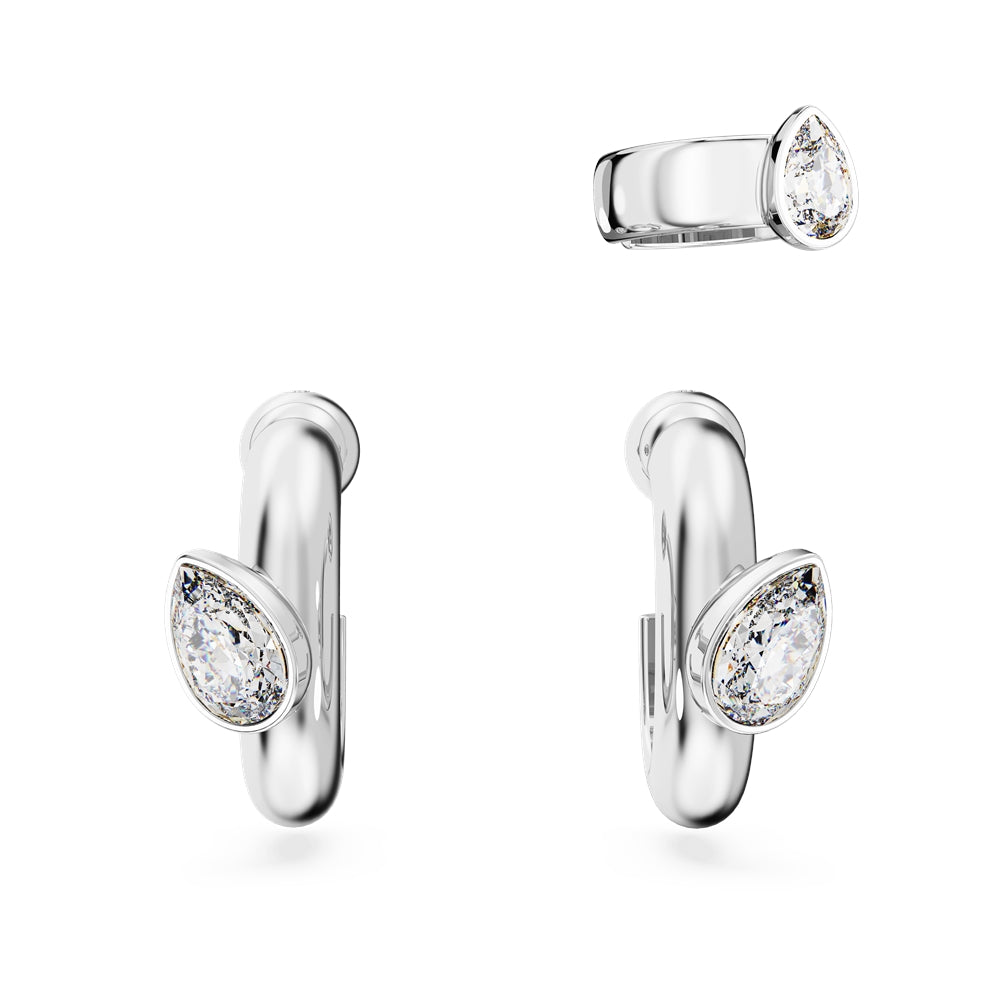 Swarovski Dextera White Hoop Earrings With Earcuff
