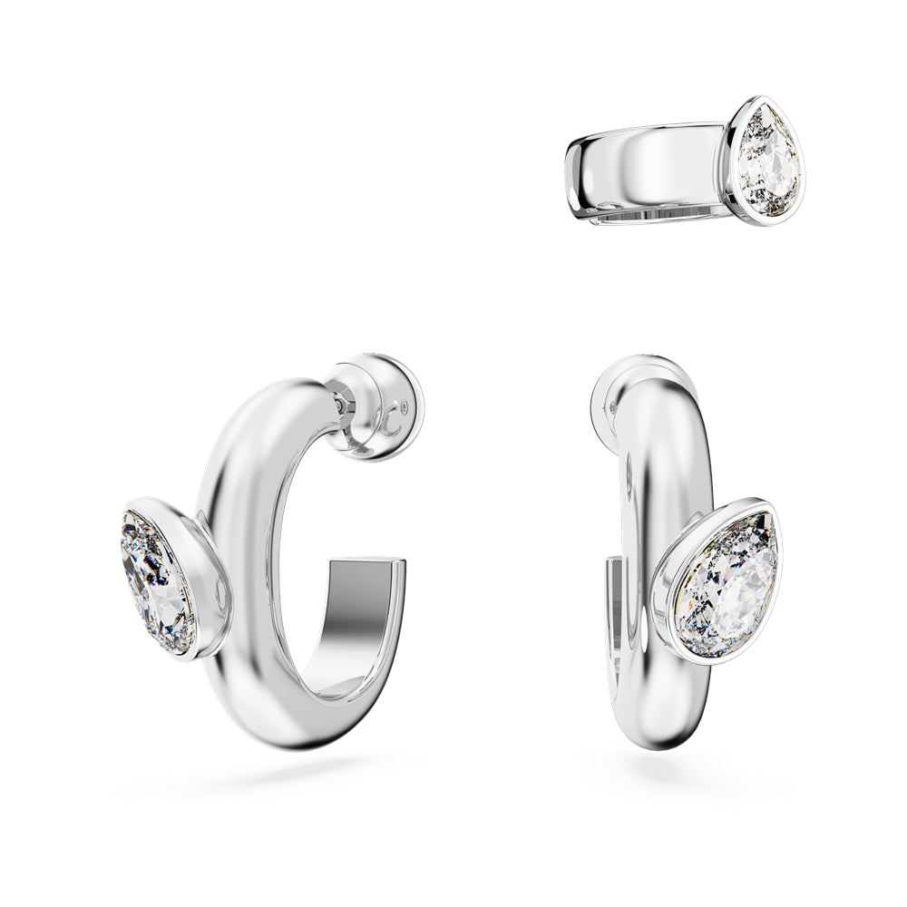 Swarovski Dextera White Hoop Earrings With Earcuff