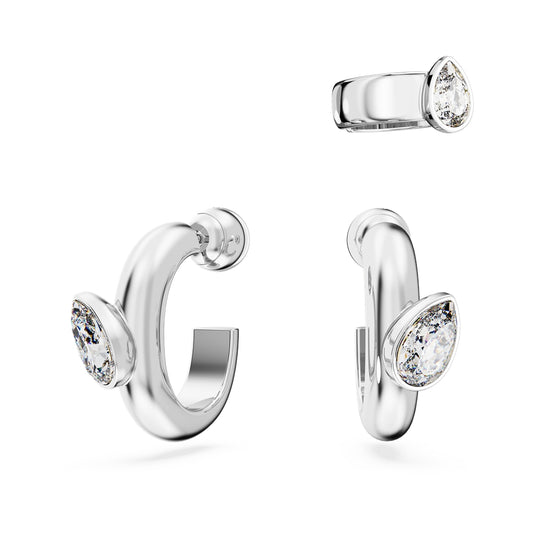 Swarovski Dextera White Hoop Earrings With Earcuff