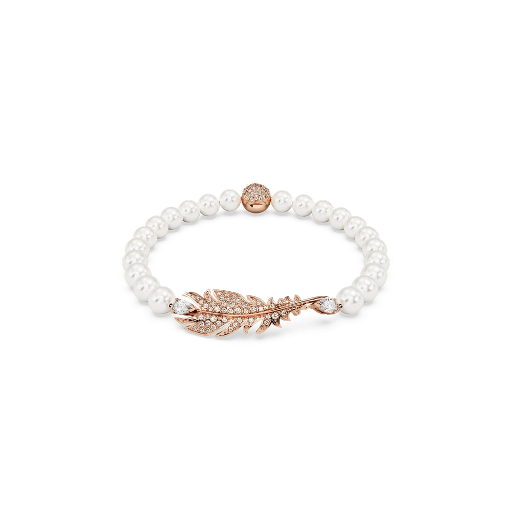Swarovski Nice Rose-Gold Pearl Feather Bracelet