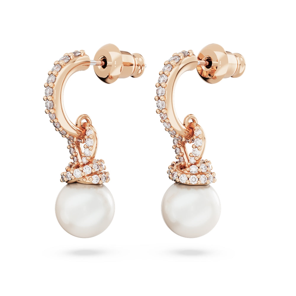 Swarovski Originally While Pearl Rose Gold Drop Earrings
