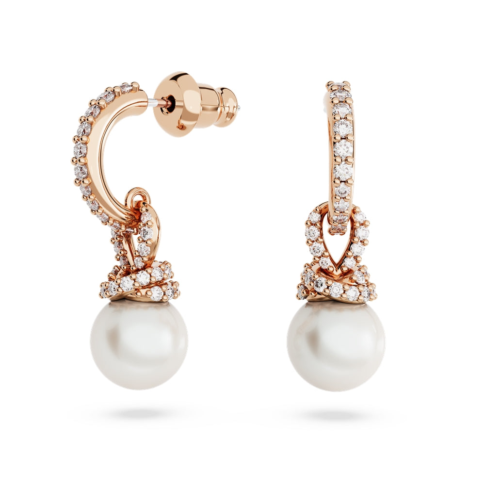 Swarovski Originally While Pearl Rose Gold Drop Earrings