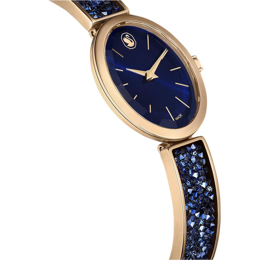 Swarovski Crystal Rock Blue and Rose-Gold Oval Watch