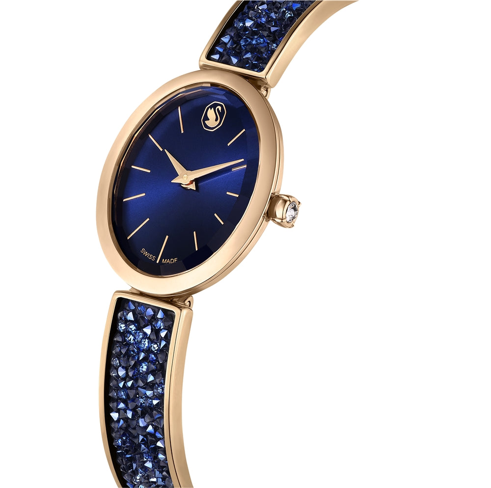 Swarovski Crystal Rock Blue and Rose-Gold Oval Watch