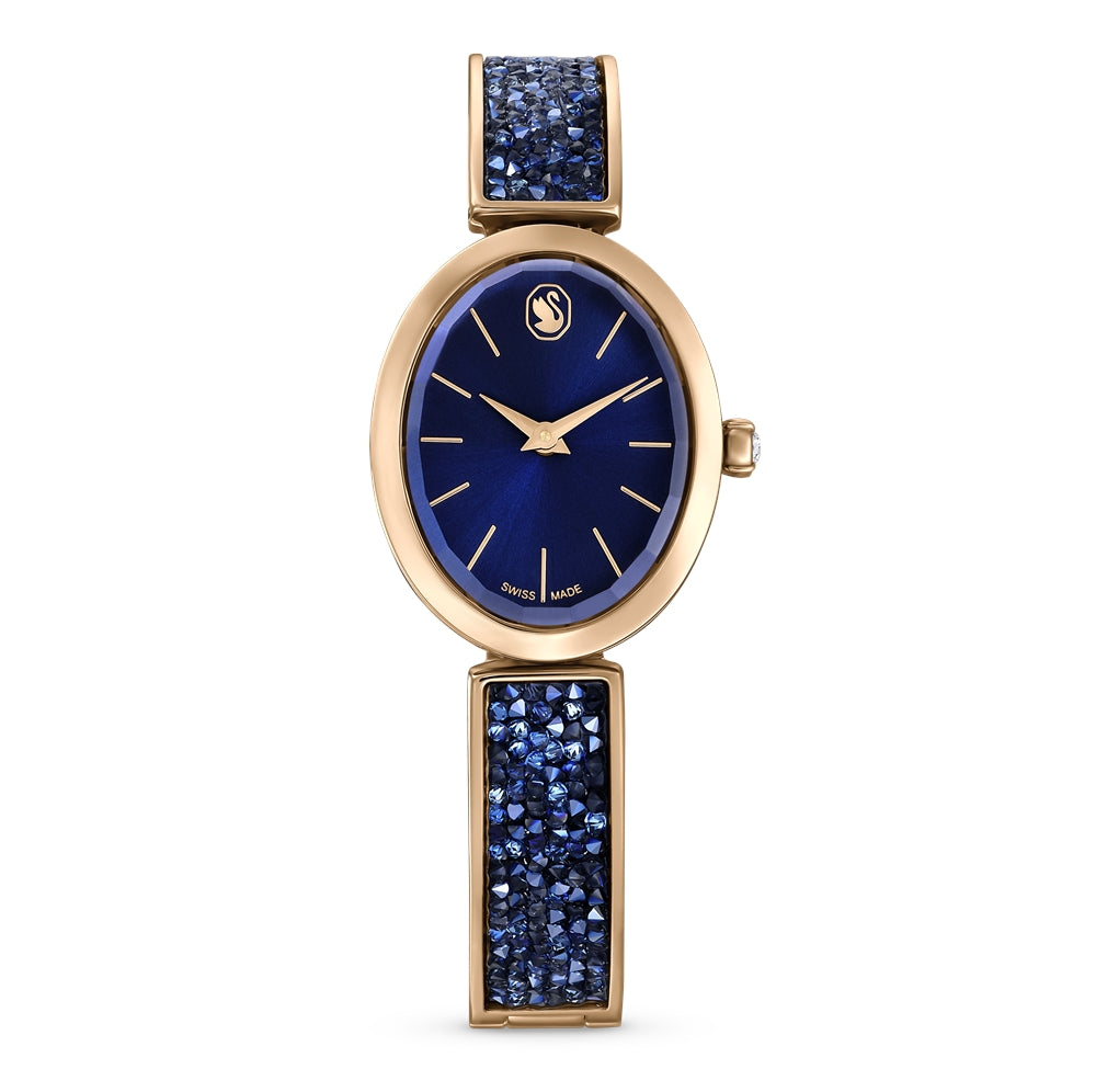 Swarovski Crystal Rock Blue and Rose-Gold Oval Watch