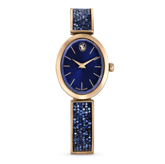 Swarovski Crystal Rock Blue and Rose-Gold Oval Watch