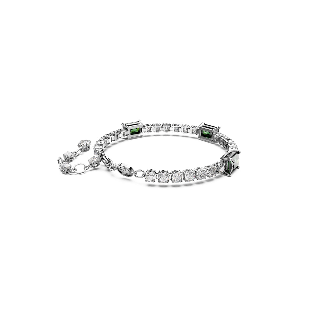 Swarovski Matrix Mixed Cuts Green and White Tennis Bracelet