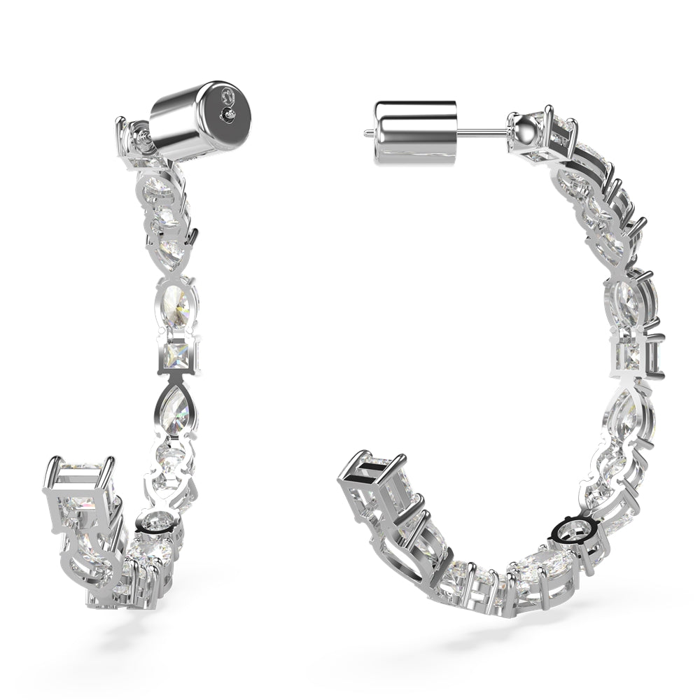 Swarovski Mesmara Mixed Cuts Rhodium Hoop Earrings