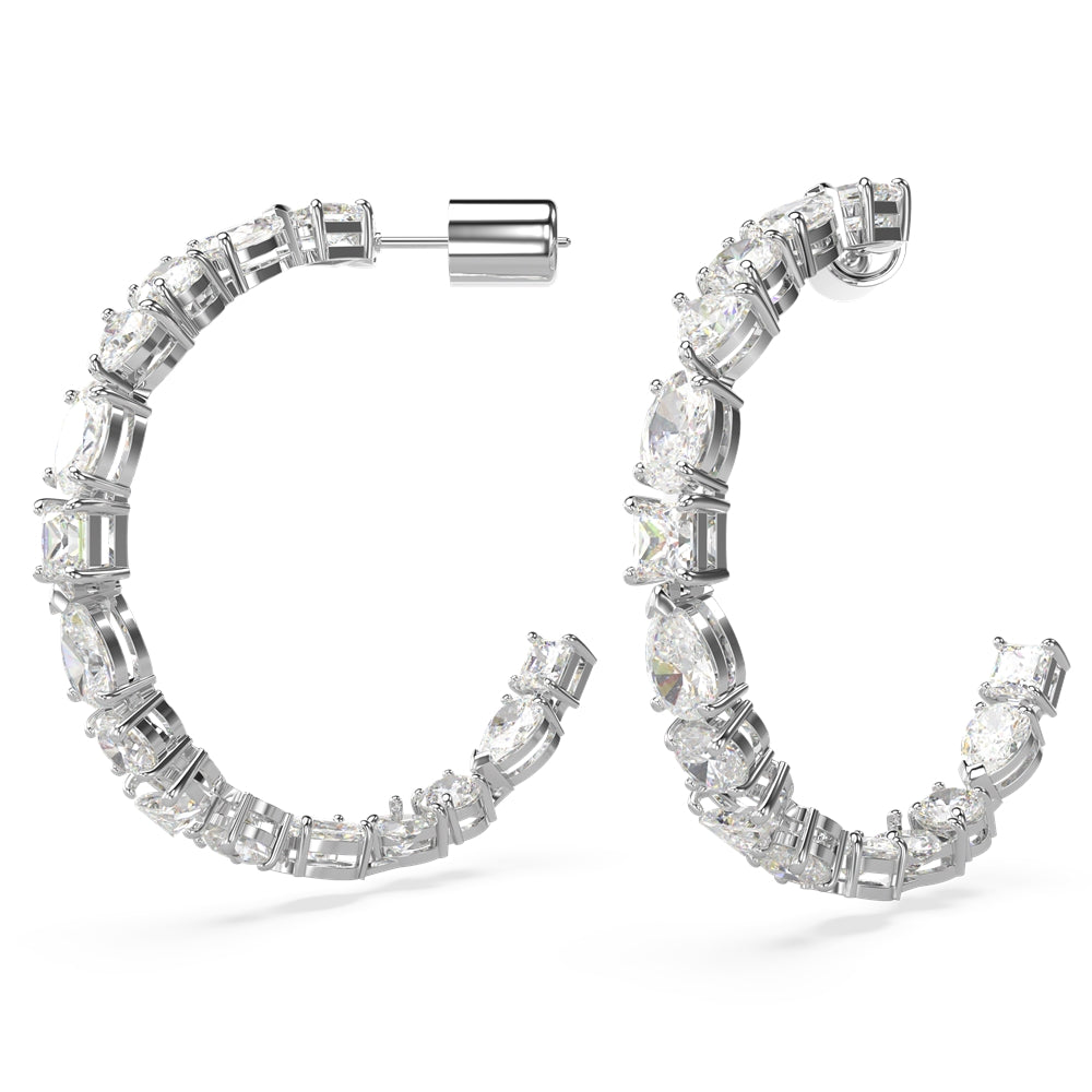 Swarovski Mesmara Mixed Cuts Rhodium Hoop Earrings