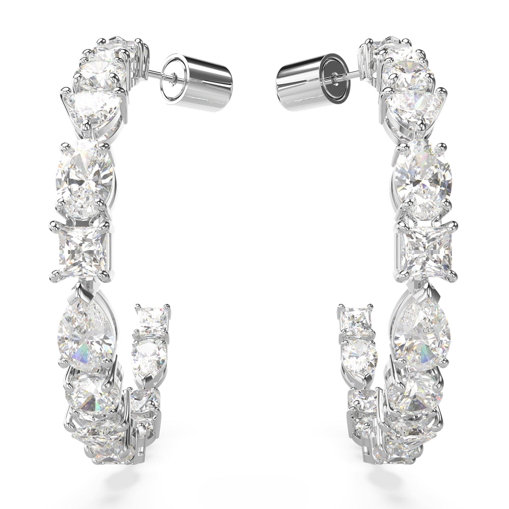 Swarovski Mesmara Mixed Cuts Rhodium Hoop Earrings