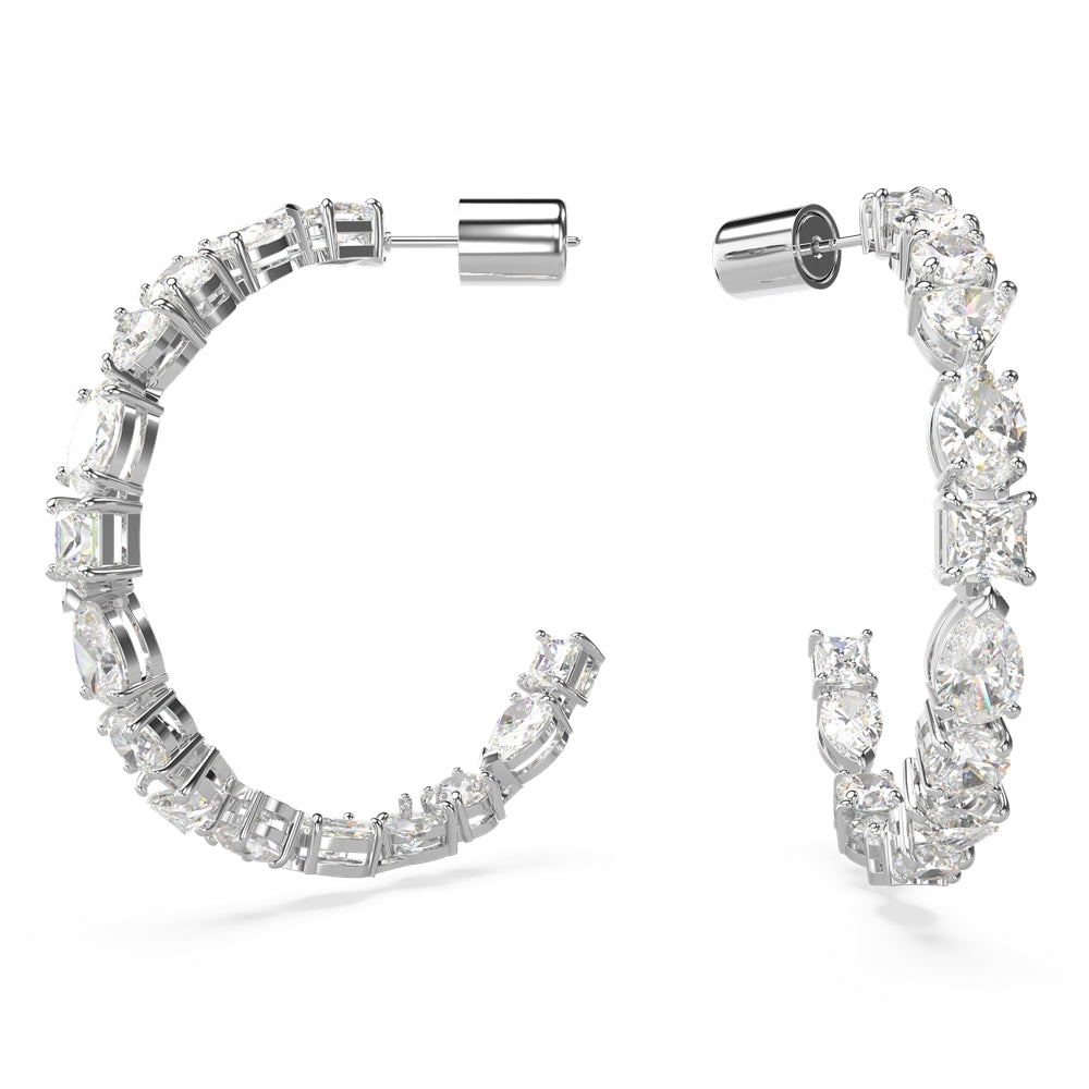 Swarovski Mesmara Mixed Cuts Rhodium Hoop Earrings