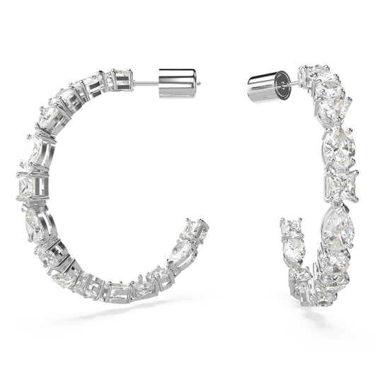 Swarovski Mesmara Mixed Cuts Rhodium Hoop Earrings