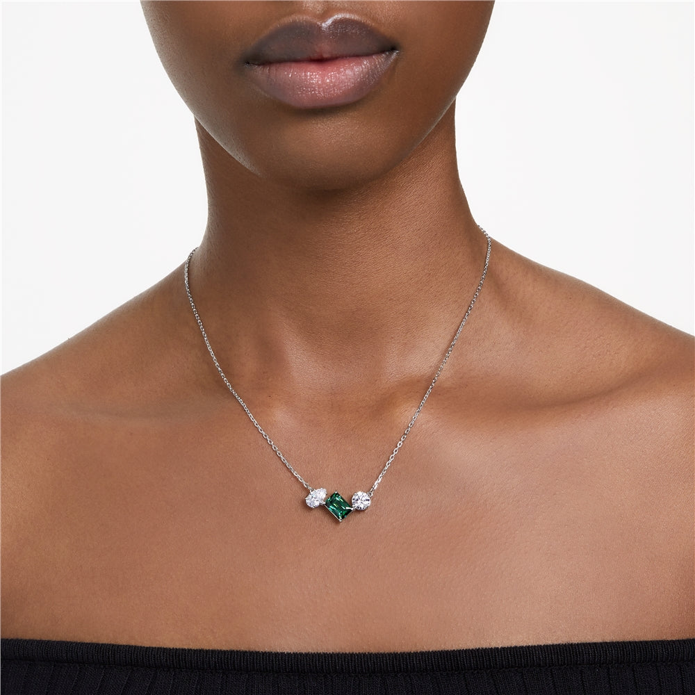 Swarovski Mesmara Mixed Cuts Green Pendant Statement Necklace