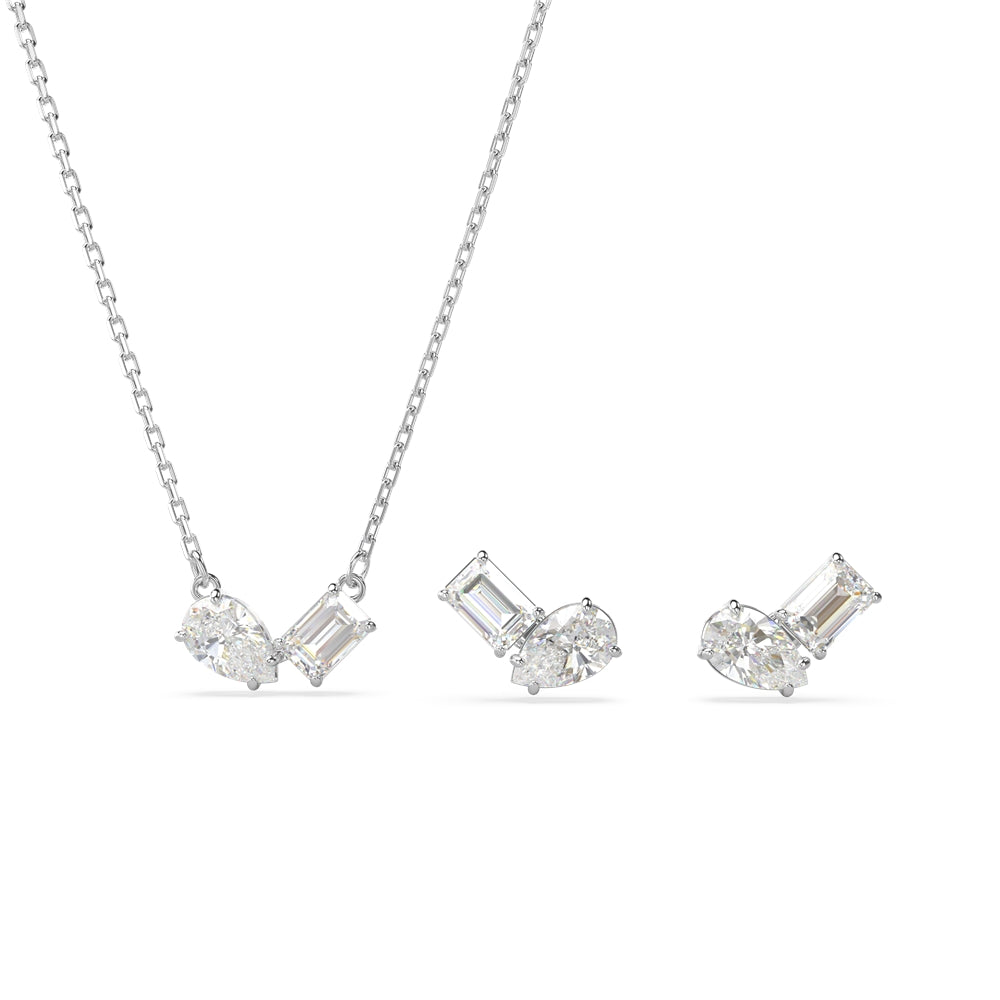 Swarovski Mesmara Mixed Cuts White Earring and Necklace Set