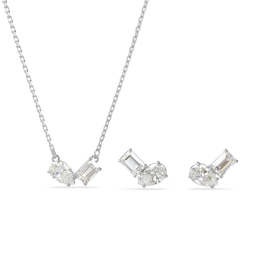 Swarovski Mesmara Mixed Cuts White Earring and Necklace Set