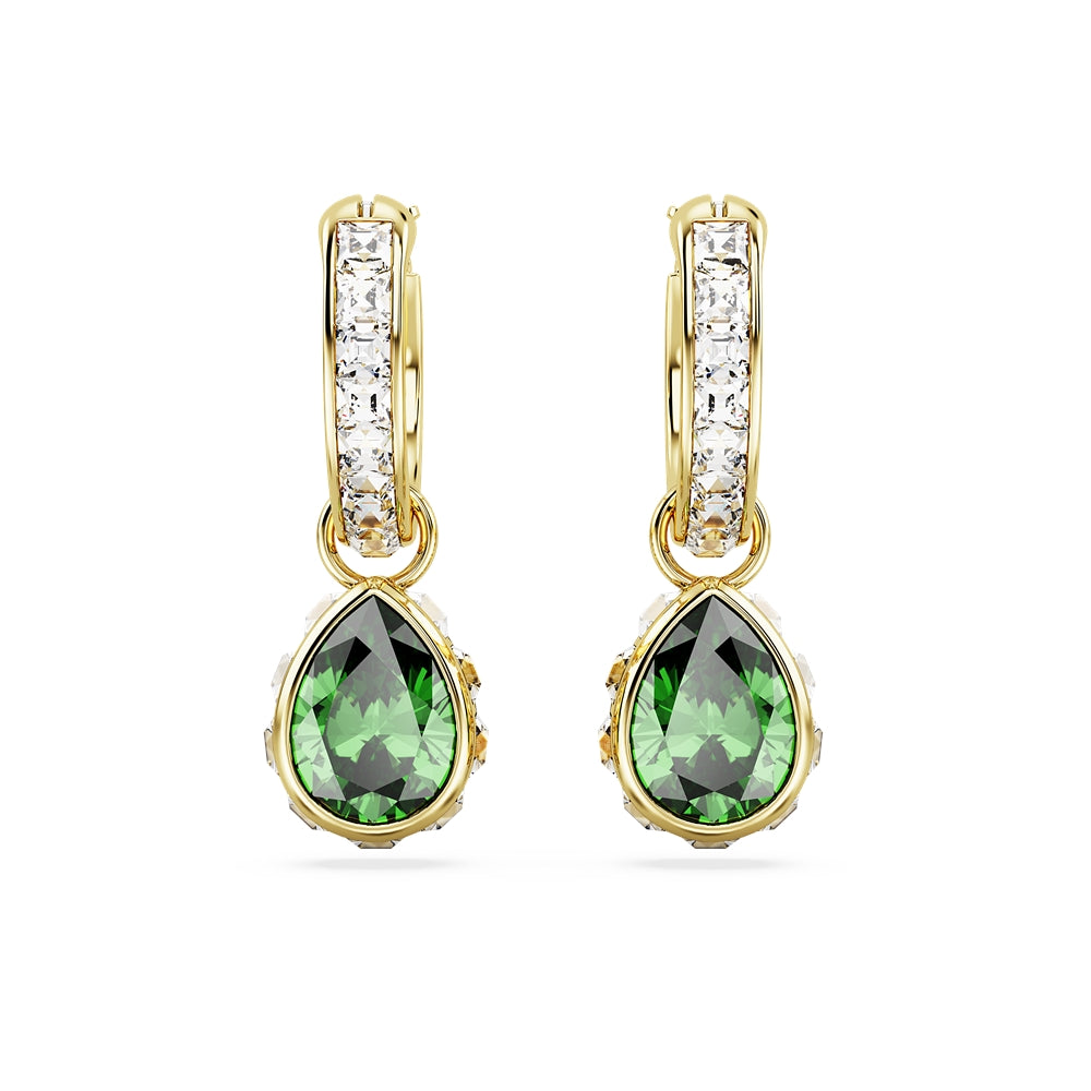 Swarovski Stilla Pear Cut Green Drop Earrings