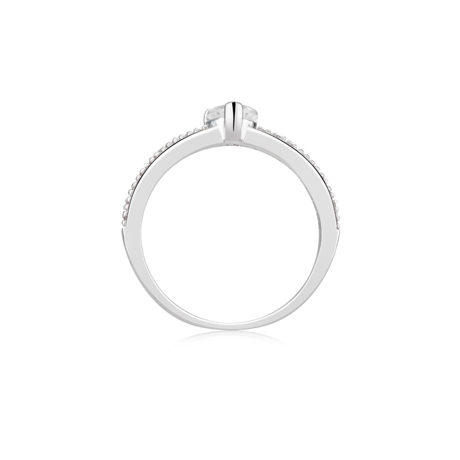 Argento Silver Heart Shape CZ Stone Ring