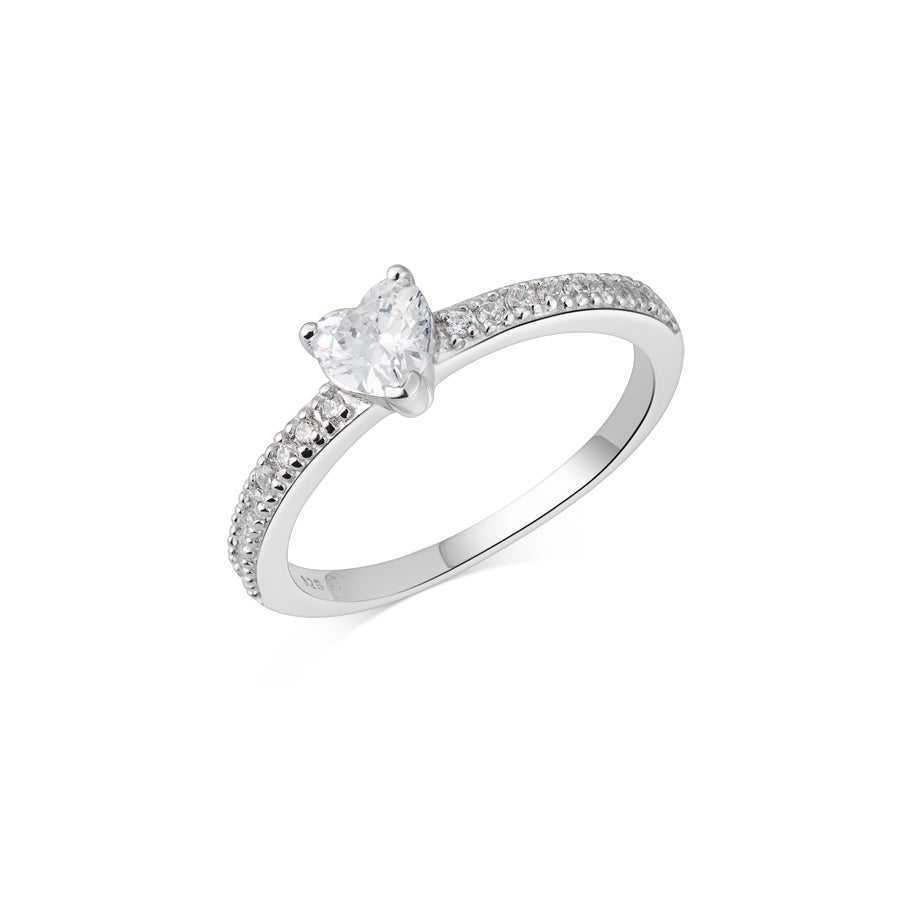 Argento Silver Heart Shape CZ Stone Ring