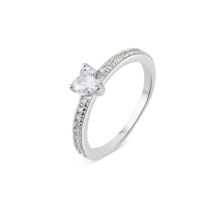 Argento Silver Heart Shape CZ Stone Ring