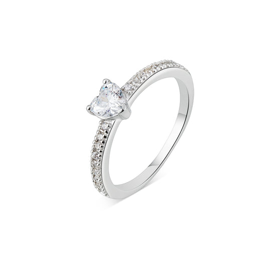 Argento Silver Heart Shape CZ Stone Ring