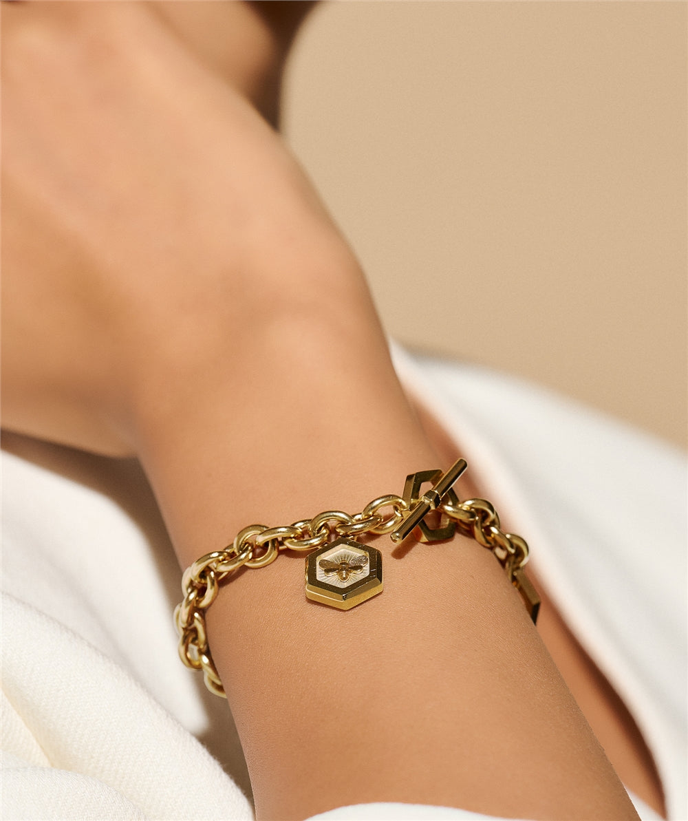 Olivia Burton Gold Bee and Honeycomb Toggle Bracelet