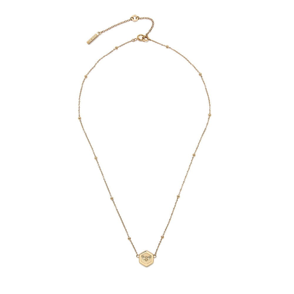 Olivia Burton Gold Bee and Honeycomb Pendant Necklace