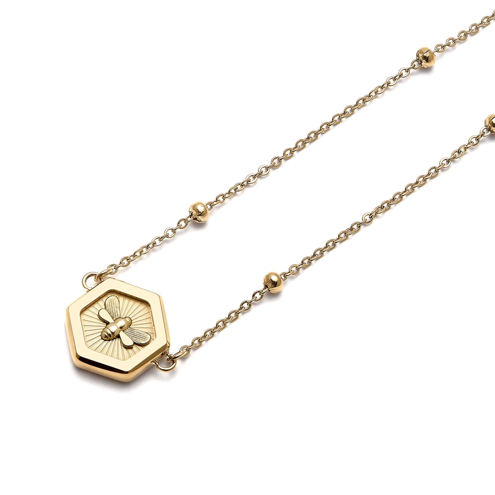 Olivia Burton Gold Bee and Honeycomb Pendant Necklace