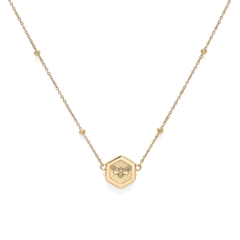 Olivia Burton Gold Bee and Honeycomb Pendant Necklace