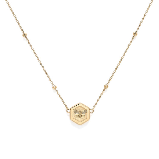 Olivia Burton Gold Bee and Honeycomb Pendant Necklace