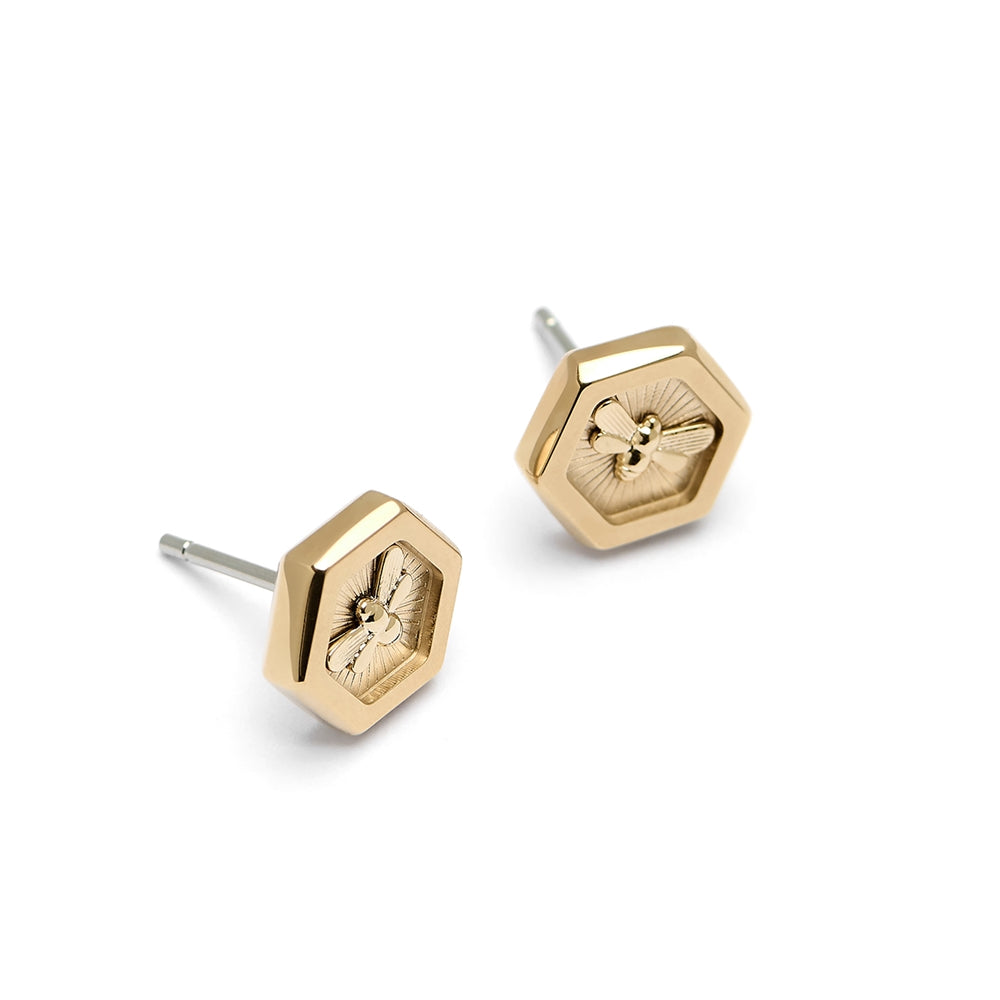 Olivia Burton Gold Bee and Honeycomb Stud Earring