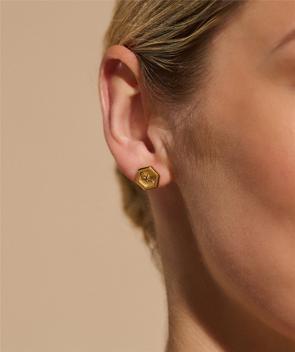 Olivia Burton Gold Bee and Honeycomb Stud Earring