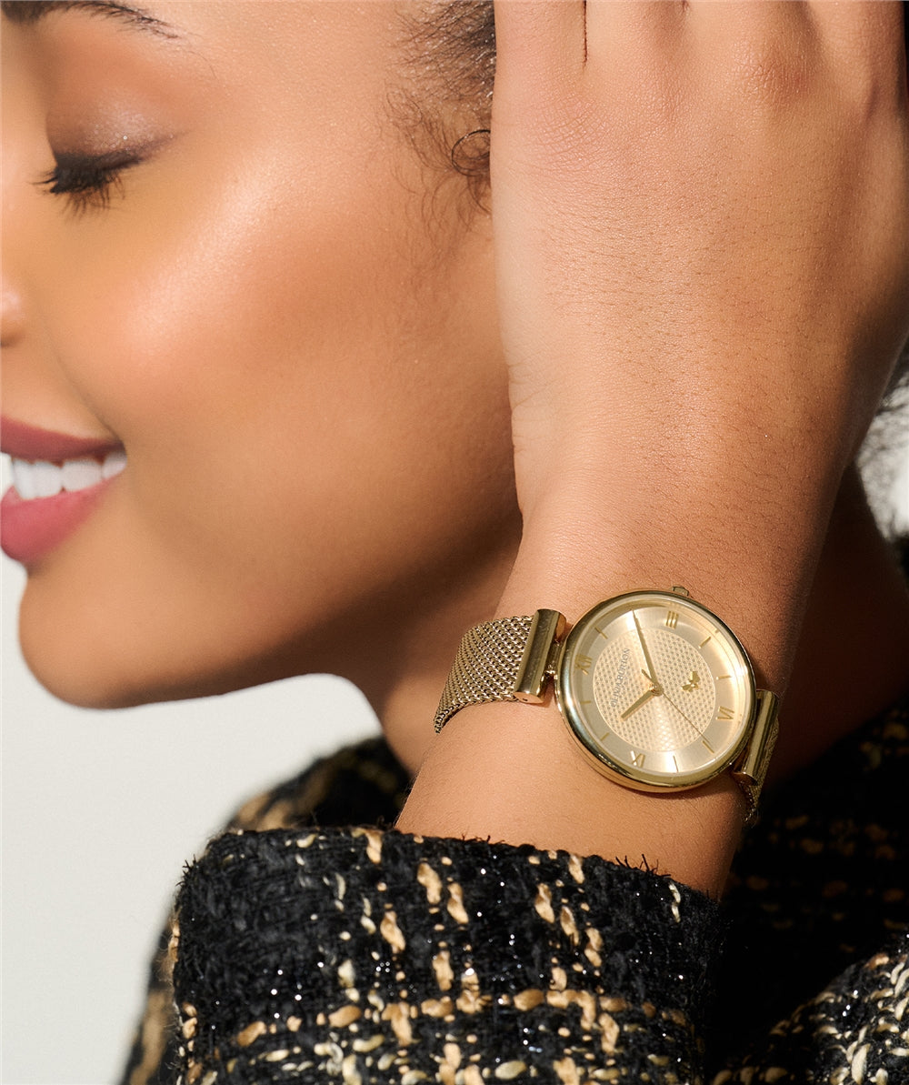 Olivia Burton Gold T-Bar Light Gold Dial Honeycomb and Bee Detail Watch