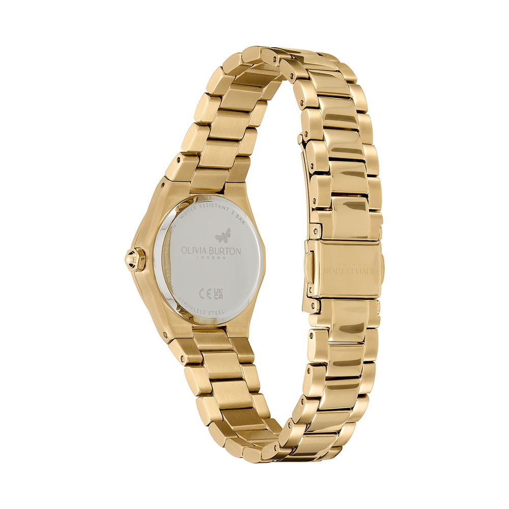 Olivia Burton Gold Mushroom Dial With Warm Grey Print Metal Watch